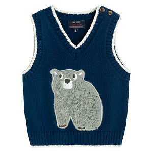 Blue vest with bear print
