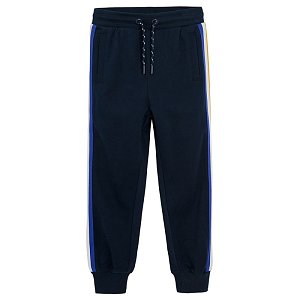 Black jogging pants with light blue, red and white stripe on the side