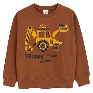 Brown sweatshirt with tracter print
