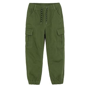 Khaki trousers with side pockets