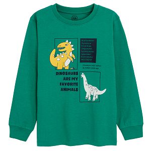Green long sleeve blouse with dinosaurs print