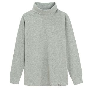 Grey long sleeve turtleneck blouse