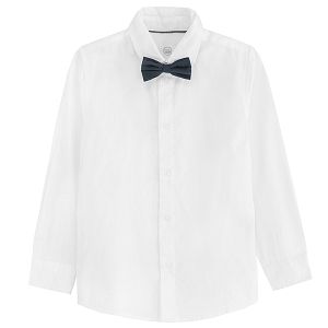 White long sleeve shirt with bow tie