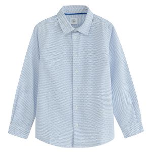 White with blue thread long sleeve button down shirt