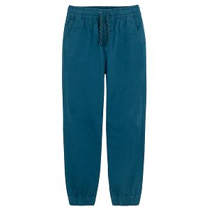 Blue trousers with elastic waist and ankle