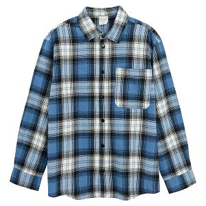 Checked blue and white long sleeve shirt