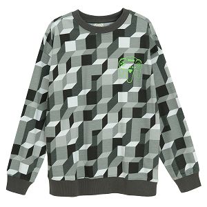 Grey sweatshirt with buidling blocks print