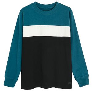Black, white and green stripes sweatshirt