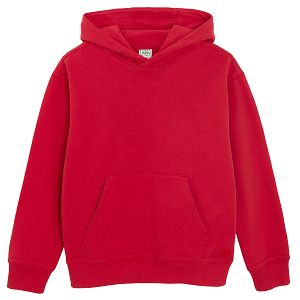 Red hooded sweatshirt