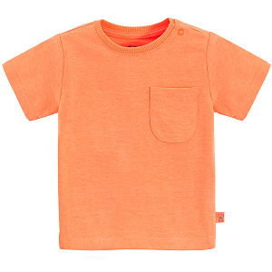Μπλούζα κοντομάνικη πορτοκαλί με τσέπη