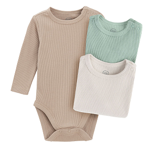 Green, light and dark grey bodysuits- 3 pack