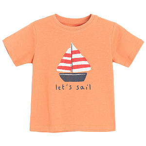 Orange T-shirt with boat print