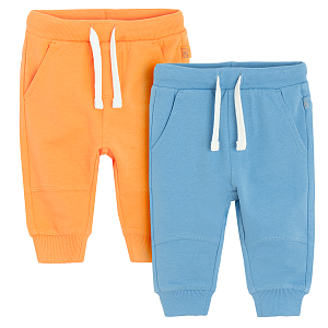 Blue and light orange jogging pants with cord- 2 pack