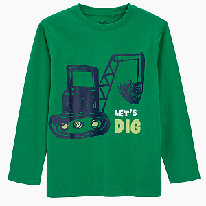 Greek long sleeve blouse with a excavator and LET'S DIG print