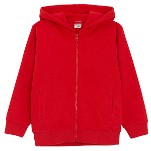 Red zip through hooded sweatshirt