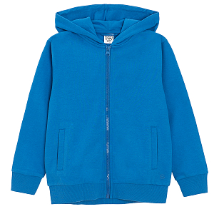 Blue zip through hooded sweatshirt