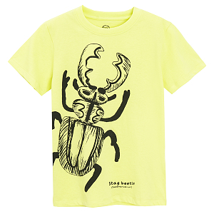 Yellow T-shirt with stag beetle print