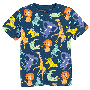 Blue T-shirt with wild animals print