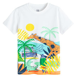 White T-shirt with summer vacations print
