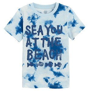 Μπλούζα κοντομάνικη μπλε με εφέ tie dye SEA YOU AT THE BEACH