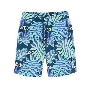 Dark blue shorts with leaves and eyes