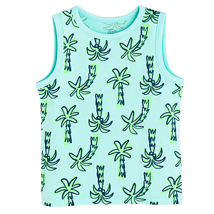 Turquoise T-shirt with palm trees print