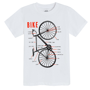 White T-shirt with bike print