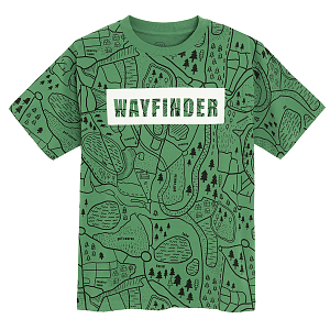 Μπλούζα κοντομάνικη πράσινη με θέμα δάσος και στάμπα WAYFINDER