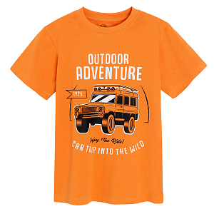 Μπλούζα κοντομάνικη πορτοκαλί με στάμπα 4x4 jeep OUTDOOR ADVENTURE