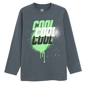 Μπλούζα γκρι μακρυμάνικη με στάμπα Cool