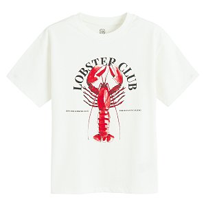 Μπλούζα κοντομάνικη λευκή με στάμπα LOBSTER CLUB