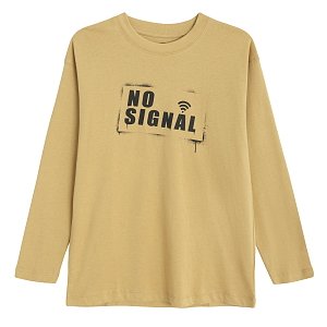 Μπλούζα μακρυμάνικη κίτρινη με στάμπα NO SIGNAL