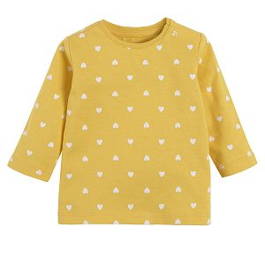 Yellow long sleeve blouse with heart prints