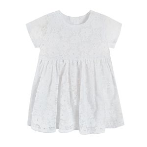 White lace dress with flower pattern