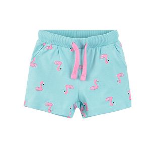 Shorts with cord and flamingo floaties prints