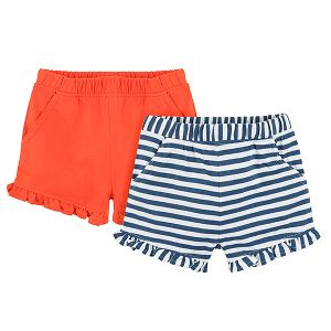 Red and white and blue stripes shorts 2-pack