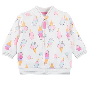 Zip through sweatshirt with ice cream print