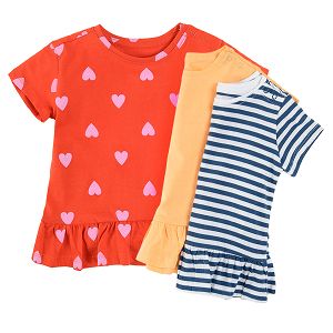 Yellow orange with health and marine stripes short sleeve blouse 3-pack