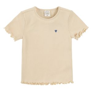 Short sleeve blouse with embroidered hearts