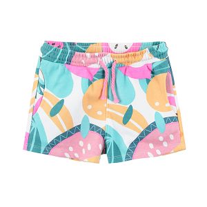 Shorts with cord and tropical fruit print