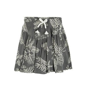 Grey skirt with tropical leaves print
