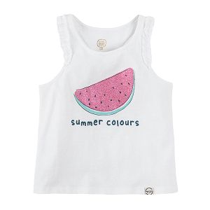 White sleeveless blouse with watermelon print