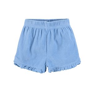 Blue shorts with elastic band and ruffle