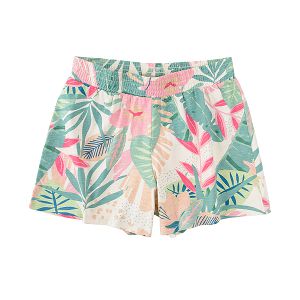 Shorts with mix color troplical leaves