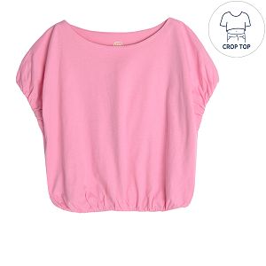 Μπλούζα κοντομάνικη ροζ crop top