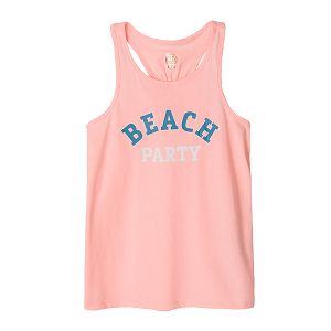 Pink sleeveless blouse with BEACH PARTY print