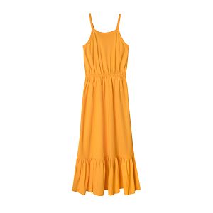Φόρεμα αμάνικο κίτρινο με τιράντες maxi