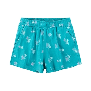 Shorts with elastic waist and palm trees print