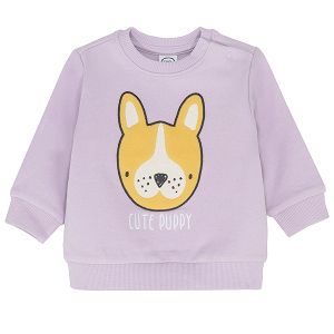 Φούτερ μακρυμάνικο ανοιχτό μωβ με στάμπα "cute puppy"