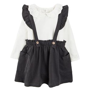 Clothing set with skirt dungarees and bodysuit